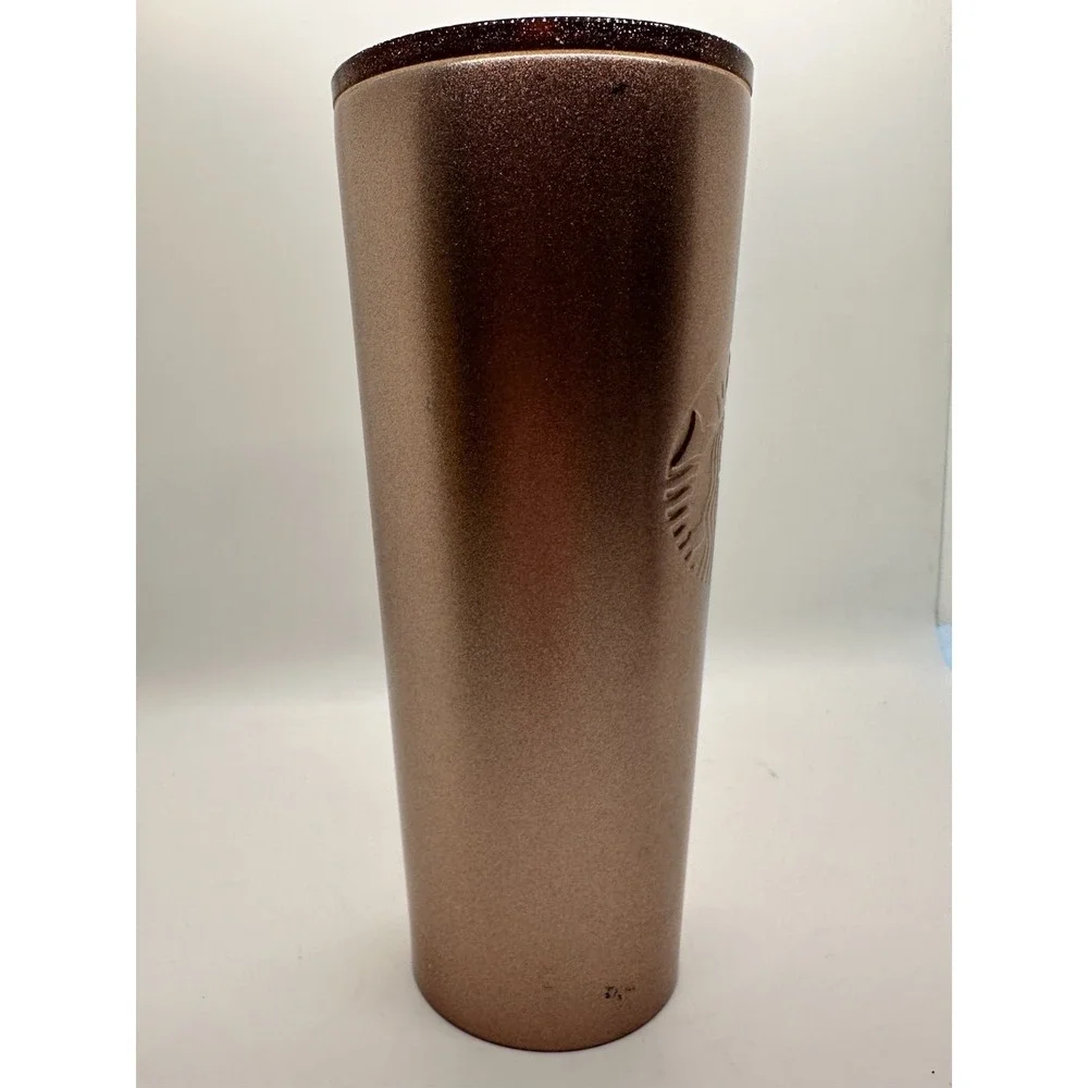 Starbucks Rose Gold Pink Metallic Stainless Steel 24oz Cold Cup Tumbler No Straw